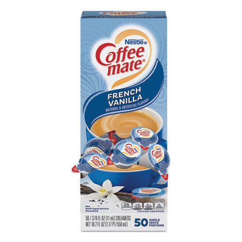 Image of Coffee mate® Liquid Coffee Creamer, French Vanilla, 0.38 oz Mini Cups, 50/Box, 4 Boxes/Carton