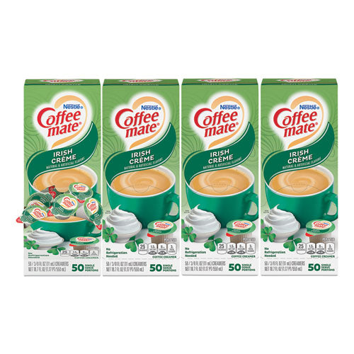 Image of Coffee mate® Liquid Coffee Creamer, Irish Cream, 0.38 oz Mini Cups, 50/Box, 4 Boxes/Carton