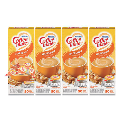 Image of Coffee mate® Liquid Coffee Creamer, Hazelnut, 0.38 oz Mini Cups, 50/Box, 4 Boxes/Carton