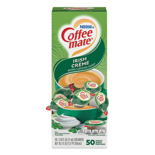 Image of Coffee mate® Liquid Coffee Creamer, Irish Cream, 0.38 oz Mini Cups, 50/Box, 4 Boxes/Carton