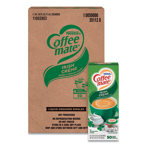 Image of Coffee mate® Liquid Coffee Creamer, Irish Cream, 0.38 oz Mini Cups, 50/Box, 4 Boxes/Carton
