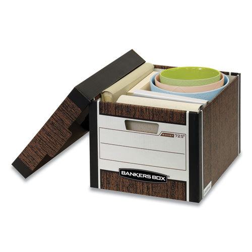 Image of Bankers Box® R-Kive Heavy-Duty Storage Boxes, Letter/legal Files, 12.75" X 16.5" X 10.38", Woodgrain, 4/carton