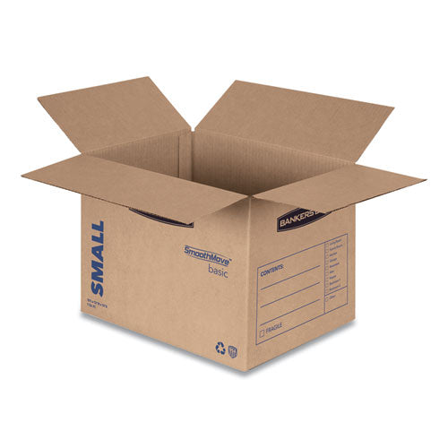 Image of Bankers Box® SmoothMove Basic Moving Boxes, Regular Slotted Container (RSC), Small, 12" x 16" x 12", Brown/Blue, 25/Bundle