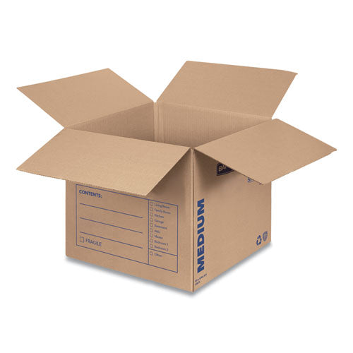 Image of Bankers Box® SmoothMove Basic Moving Boxes, Regular Slotted Container (RSC), Medium, 18" x 18" x 16", Brown/Blue, 20/Bundle