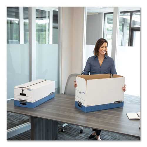 Image of Bankers Box® Liberty Heavy-Duty Strength Storage Boxes, Letter Files, 12.25" X 24.13" X 10.75", White/blue, 12/carton