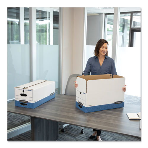 Image of Bankers Box® Liberty Heavy-Duty Strength Storage Boxes, Letter Files, 12.25" X 24.13" X 10.75", White/blue, 4/carton