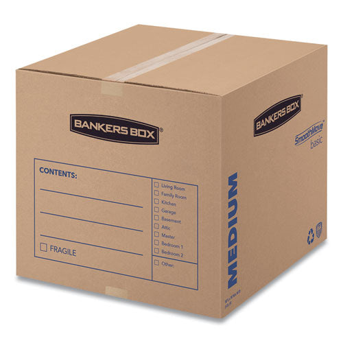 Image of Bankers Box® SmoothMove Basic Moving Boxes, Regular Slotted Container (RSC), Medium, 18" x 18" x 16", Brown/Blue, 20/Bundle