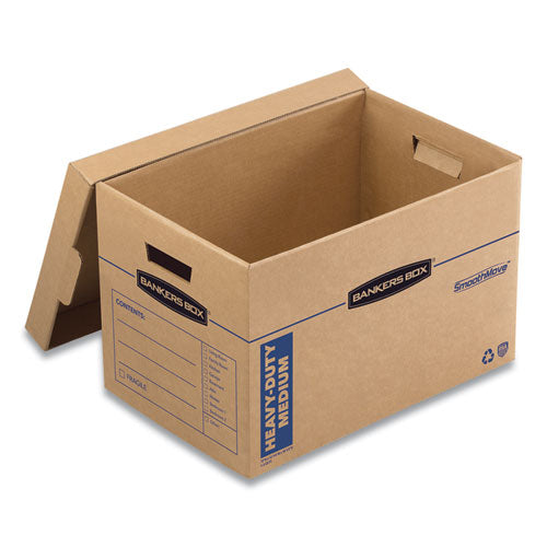 Image of Bankers Box® SmoothMove Maximum Strength Moving Boxes, Half Slotted Container (HSC), Medium, 12.25" x 18.5" x 12", Brown/Blue, 8/Pack