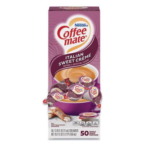 Image of Coffee mate® Liquid Coffee Creamer, Italian Sweet Cream, 0.38 oz Mini Cups, 50/Box