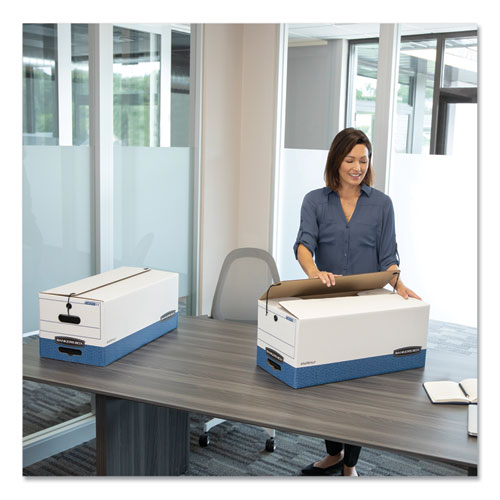 Image of Bankers Box® Liberty Heavy-Duty Strength Storage Boxes, Legal Files, 15.25" X 24.13" X 10.75", White/blue, 12/carton