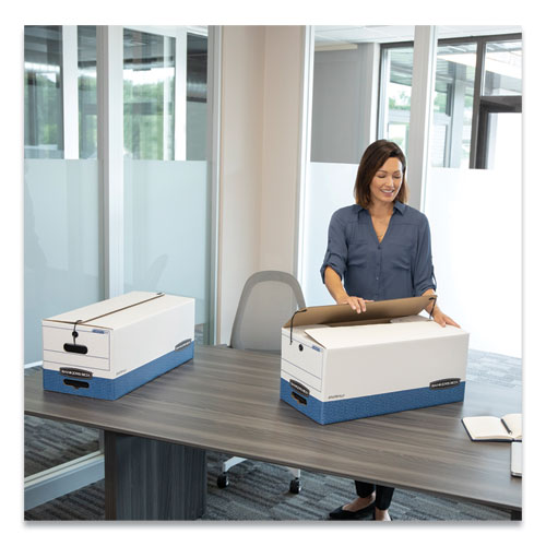 Image of Bankers Box® Liberty Heavy-Duty Strength Storage Boxes, Letter Files, 12.25" X 24.13" X 10.75", White/blue, 12/carton