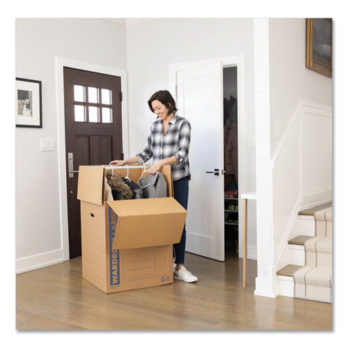 Image of Bankers Box® SmoothMove Wardrobe Box, Regular Slotted Container (RSC), 24" x 24" x 40", Brown/Blue, 3/Carton