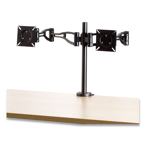 Image of Fellowes® Professional Series Depth Adjustable Dual Monitor Arm, 360 Deg Rotation, 37 Deg Tilt, 360 Deg Pan, Black, Supports 24 Lb