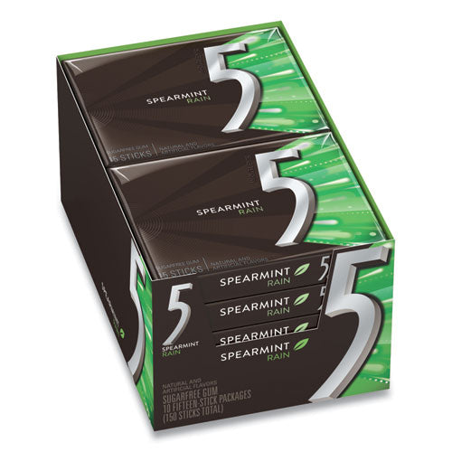 Image of Wrigley's® 5 Gum, Spearmint Rain, 15 Sticks/pack, 10 Packs/box