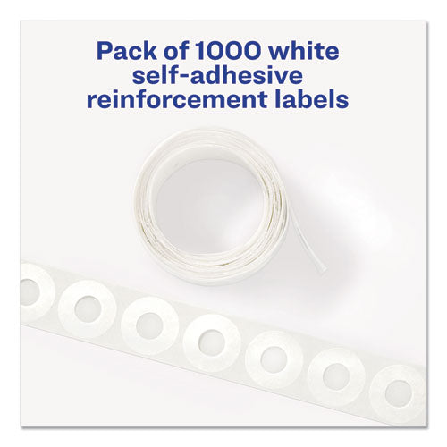 Image of Avery® Dispenser Pack Hole Reinforcements, 0.25" Dia, White, 1,000/Pack, (5720)