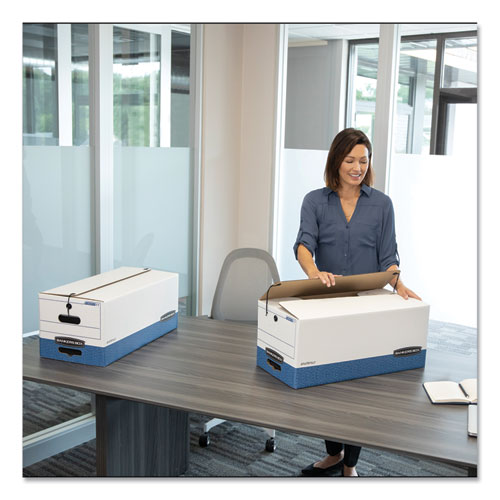 Image of Bankers Box® Liberty Heavy-Duty Strength Storage Boxes, Legal Files, 15.25" X 24.13" X 10.75", White/blue, 4/carton