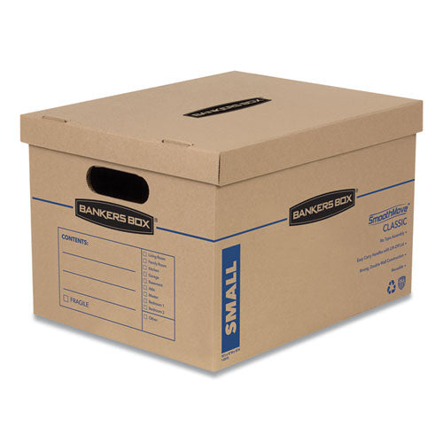Image of Bankers Box® SmoothMove Classic Moving/Storage Boxes, Half Slotted Container (HSC), Small, 12" x 15" x 10", Brown/Blue, 10/Carton