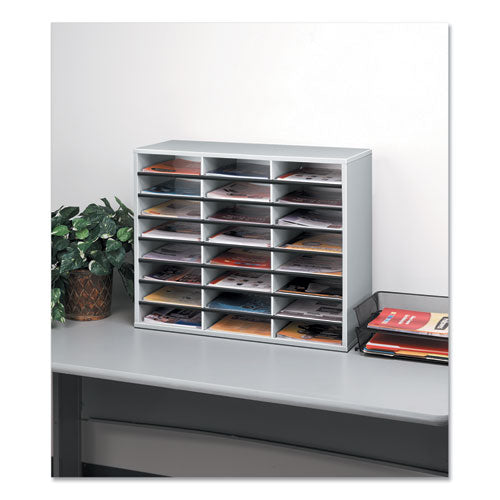 Image of Fellowes® Literature Organizer, 24 Letter Compartments, 29 x 11.88 x 23.44, Dove Gray