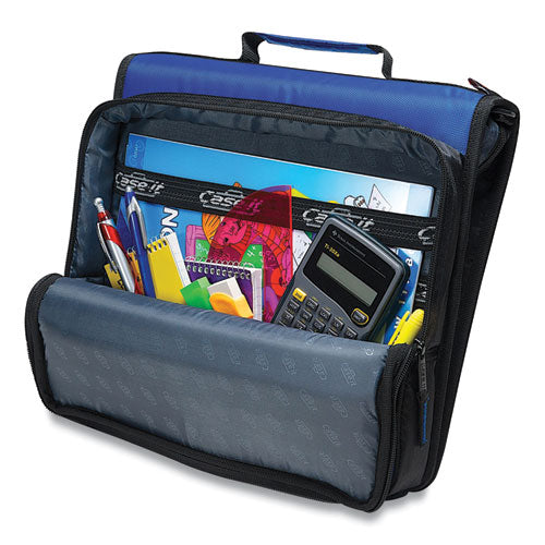 Image of Case it Universal Zipper Binder, 3 Rings, 2" Capacity, 11 X 8.5, Blue/gray Accents