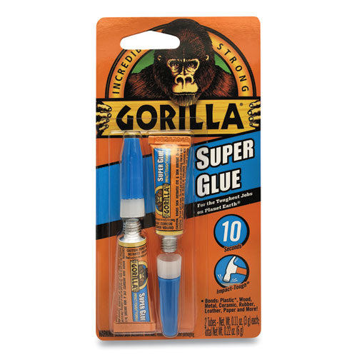 Image of Gorilla® Super Glue, Two 0.11 Oz Tubes, Dries Clear