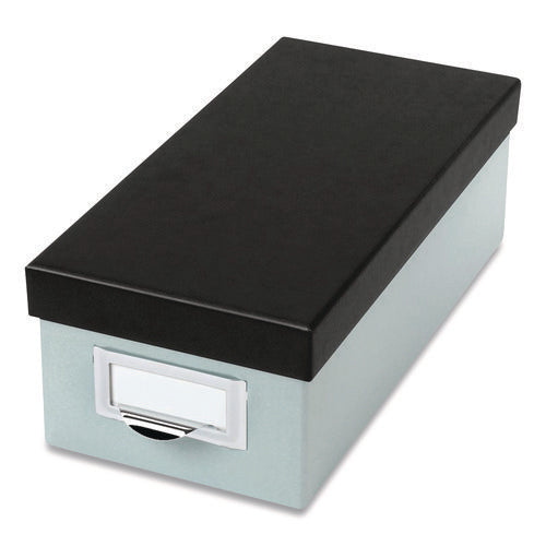 Image of Oxford Index Card Storage Box, Holds 1,000 3 X 5 Cards, 5.5 X 11.5 X 3.88, Pressboard, Blue Fog/black
