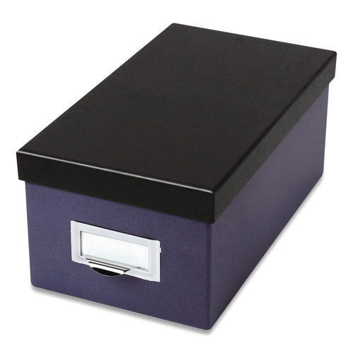 Image of Oxford Index Card Storage Box, Holds 1,000 4 X 6 Cards, 6.5 X 11.5 X 5, Pressboard, Indigo/black