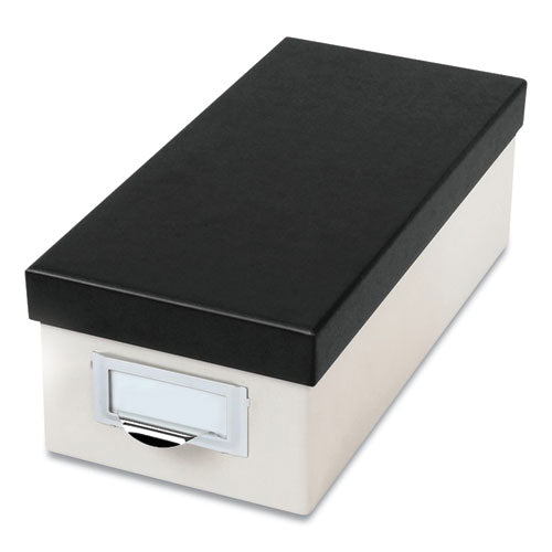 Image of Oxford Index Card Storage Box, Holds 1,000 3 X 5 Cards, 5.5 X 11.5 X 3.88, Pressboard, Marble White/black