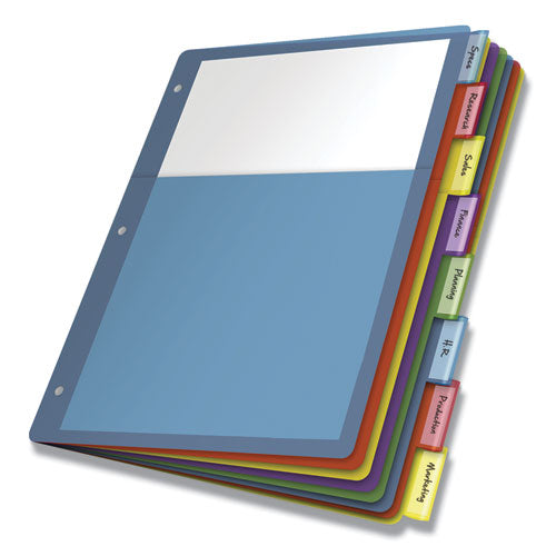 Image of Cardinal® Poly 1-Pocket Index Dividers, 8-Tab, 11 x 8.5, Assorted
