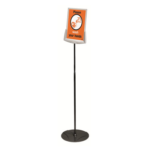 Image of Durable® Sherpa Infobase Sign Stand, Acrylic/Metal, 40" to 60" High, Gray