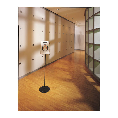Image of Durable® Sherpa Infobase Sign Stand, Acrylic/Metal, 40" to 60" High, Gray