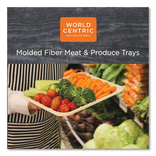 Image of World Centric® Fiber Trays, PLA Lined, PFAS Free, 8.2 x 5.7 x 0.7, Natural, Paper, 500/Carton