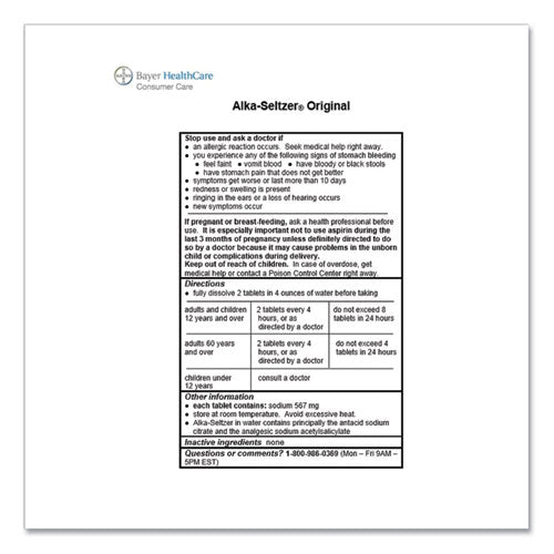 Image of Alka-Seltzer® Original Stomach Relief And Pain Relief Medicine, 15/box