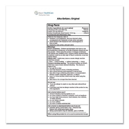 Image of Alka-Seltzer® Original Stomach Relief And Pain Relief Medicine, 15/box