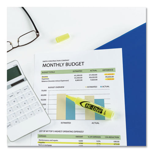 Image of Avery® Hi-Liter Desk-Style Highlighters, Fluorescent Yellow Ink, Chisel Tip, Yellow/black Barrel, 200/box