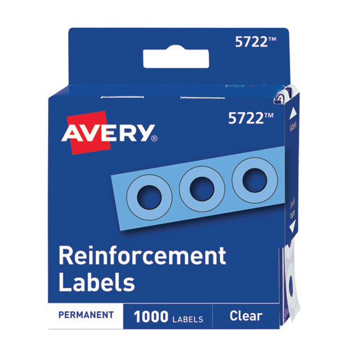 Image of Avery® Dispenser Pack Hole Reinforcements, 0.25" Dia, Clear, 1,000/Pack, (5722)