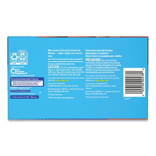 Image of Ziploc® Seal Top Bags, Gallon, 10.75" x 10.56", Clear, 75/Box