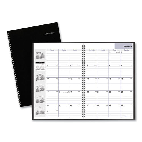 Image of AT-A-GLANCE® DayMinder Monthly Planner, Ruled Blocks, 12 x 8, Black Cover, 14-Month: Dec 2024 to Jan 2026
