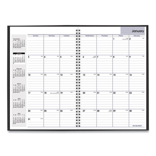 Image of AT-A-GLANCE® DayMinder Monthly Planner, Ruled Blocks, 12 x 8, Black Cover, 14-Month: Dec 2024 to Jan 2026