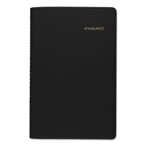 Image of AT-A-GLANCE® Daily Appointment Book with 15-Minute Appointments, One Day/Page: Mon to Sun, 8 x 5, Black Cover, 12-Month (Jan to Dec): 2025