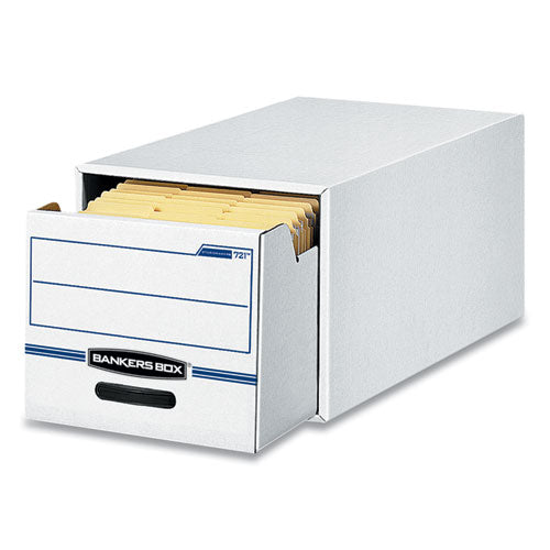 Image of Bankers Box® Stor/drawer Basic Space-Savings Storage Drawers, Letter Files, 14" X 25.5" X 11.5", White/blue, 6/carton