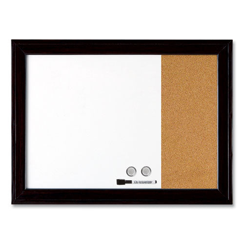 Image of Quartet® Home Decor Combo Magnetic Dry Erase/Bulletin Board, 23" x 17", Tan/White Surface, Black Wood Frame