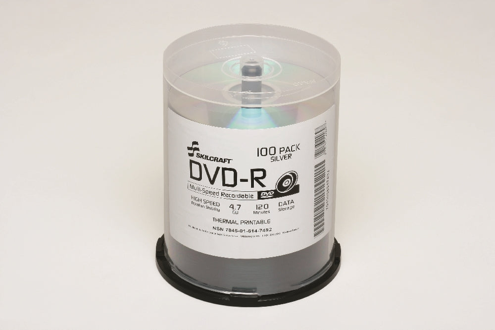 Image of Skilcraft 4.7GB DVD-R 100 Pack with Spindle