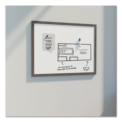 Image of U Brands Magnetic Dry Erase Board with Rustic Frame, 36" x 24" (Actual Size: 35" x 23"), White Surface, Brown Wood Frame
