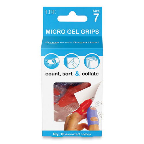 Image of LEE Tippi Micro-Gel Fingertip Grips, Size 7, Medium, Assorted, 10/pack