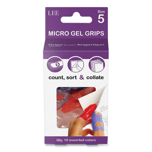 Image of LEE Tippi Micro-Gel Fingertip Grips, Size 5, Small, Assorted, 10/pack