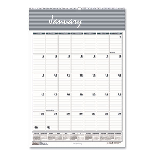 Image of House of Doolittle Bar Harbor Recycled Wirebound Monthly Wall Calendar, 12 x 17, White/Blue/Gray Sheets, 12-Month (Jan-Dec): 2025
