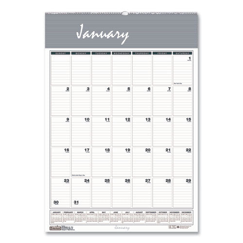 Image of House of Doolittle Bar Harbor Recycled Wirebound Monthly Wall Calendar, 22 x 31.25, White/Blue/Gray Sheets, 12-Month (Jan-Dec): 2025