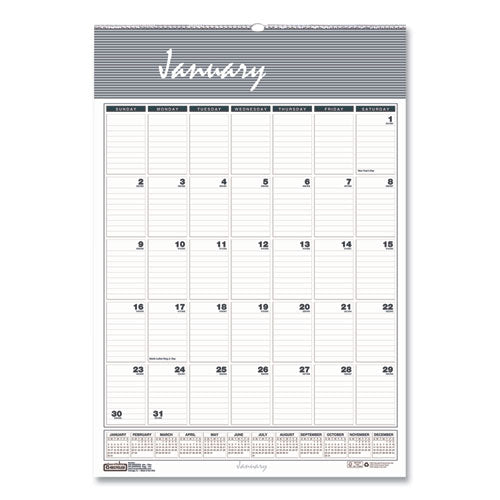 Image of House of Doolittle Bar Harbor Recycled Wirebound Monthly Wall Calendar, 8.5 x 11, White/Blue/Gray Sheets, 12-Month (Jan-Dec): 2025