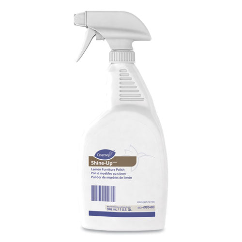 Image of Diversey Shine-Up Furniture Cleaner, Lemon Scent, 32 Oz, Trigger Spray Bottle, 12/carton
