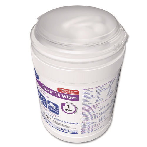 Image of Diversey Oxivir TB Disinfectant Wipes, 7 x 6, White, 160/Canister, 12 Canisters/Carton
